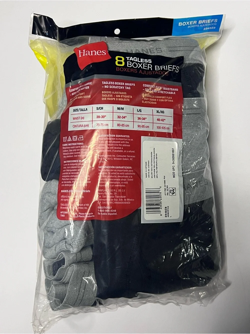 Hanes Tagless Boxer Briefs Size Large
